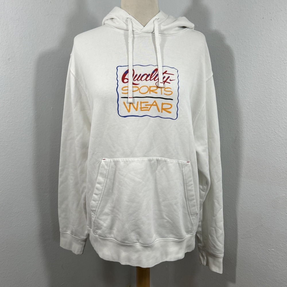 Nike Sweatshirt Mens L White Club Fleece Pullover Hoodie Sportswear